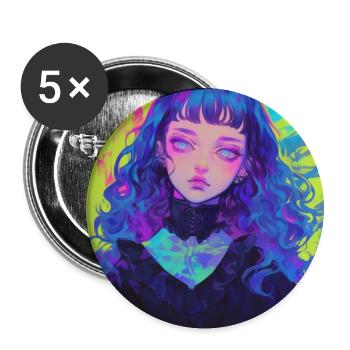 anime, gothic girl, waifu, japan - Buttons groß 56 mm (5er Pack) - Weiß - Vorne
