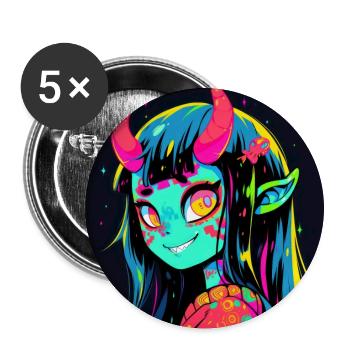 anime demon, waifu, japan - Buttons groß 56 mm (5er Pack) - Weiß - Vorne