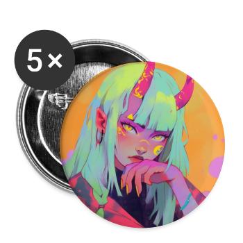 anime, demon girl, waifu, japan - Buttons groß 56 mm (5er Pack) - Weiß - Vorne