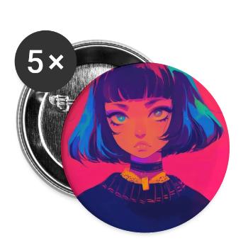anime, gothic girl, waifu, japan - Buttons groß 56 mm (5er Pack) - Weiß - Vorne