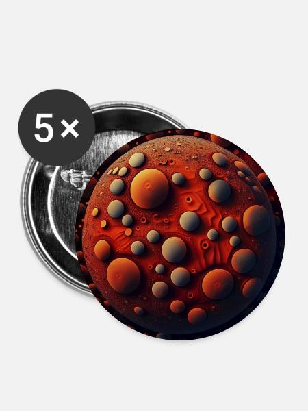 Feurige Planetenkugeln - Buttons groß 56 mm (5er Pack) - Weiß