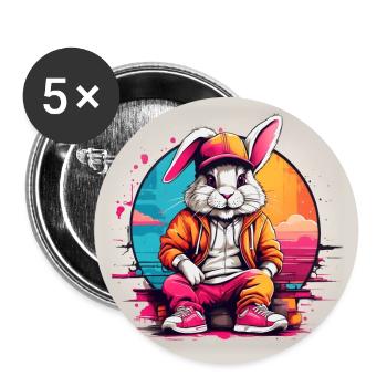 Cool Bunny Streetwear Hoodie Baseball Cap Splash of Color - Buttons large 2.2''/56 mm (5-pack) - white - Front