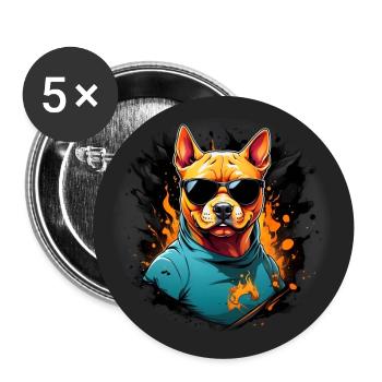 cool american bulldog with sunglasses - Buttons large 2.2''/56 mm (5-pack) - white - Front