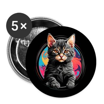 Süsse kleine Katze Katzenbaby im Farbkreis - Buttons groß 56 mm (5er Pack) - Weiß - Vorne