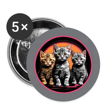 Drei süße Katzenbabys im Farbkreis - Buttons groß 56 mm (5er Pack) - Weiß - Vorne