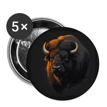 Bison portrait of proud bison bull - Buttons large 2.2''/56 mm (5-pack) - white - Front