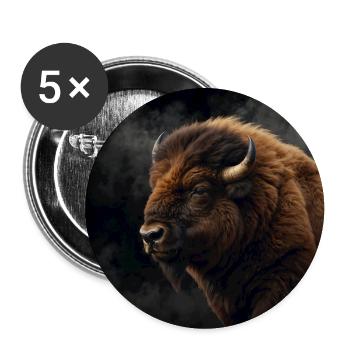 Bison portrait of proud bison bull - Buttons large 2.2''/56 mm (5-pack) - white - Front