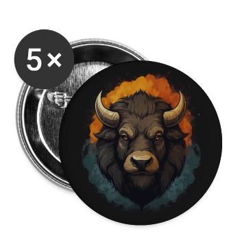 Bison portrait of proud bison bull - Buttons large 2.2''/56 mm (5-pack) - white - Front