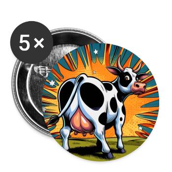 Kuh von hinten - Buttons groß 56 mm (5er Pack) - Weiß - Vorne