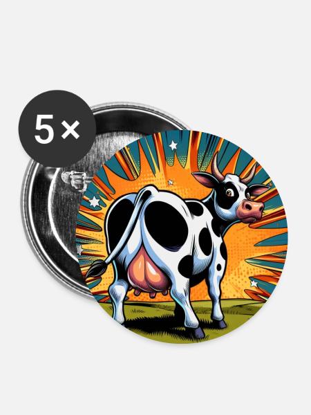 Cow from behind - Buttons large 2.2''/56 mm (5-pack) - white