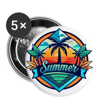 Summertime - Buttons groß 56 mm (5er Pack) - Weiß - Vorne
