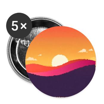 Sonnenunter-Sonnenaufgang - Buttons groß 56 mm (5er Pack) - Weiß - Vorne