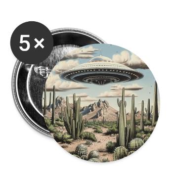 OVNI, Nature, Extraterrestre, Cactus, Cactus, Désert - Lot de 5 grands badges (56 mm) - blanc - Devant