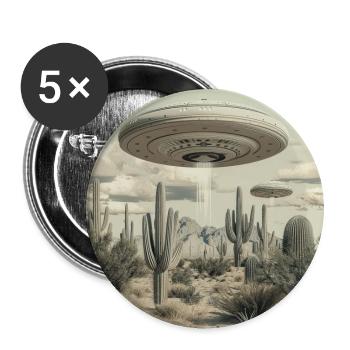 OVNI, Nature, Extraterrestre, Cactus, Cactus, Désert - Lot de 5 grands badges (56 mm) - blanc - Devant