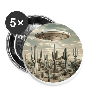 OVNI, Nature, Extraterrestre, Cactus, Cactus, Désert - Lot de 5 grands badges (56 mm) - blanc - Devant