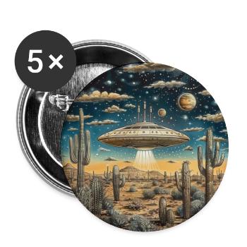 OVNI, Nature, Extraterrestre, Cactus, Cactus, Désert, - Lot de 5 grands badges (56 mm) - blanc - Devant