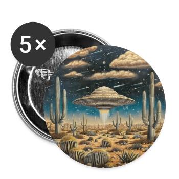 OVNI, Nature, Extraterrestre, Cactus, Cactus, Désert - Lot de 5 grands badges (56 mm) - blanc - Devant