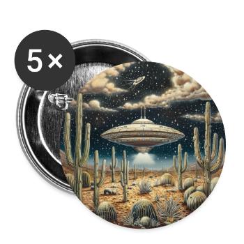 OVNI, Nature, Extraterrestre, Cactus, Cactus, Désert - Lot de 5 grands badges (56 mm) - blanc - Devant