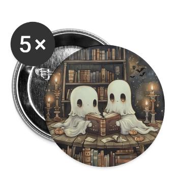 Ghost Reading Book Library - Buttons large 2.2''/56 mm (5-pack) - white - Front