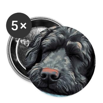 Schlafender schwarzer Golden Doodle - Buttons groß 56 mm (5er Pack) - Weiß - Vorne