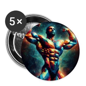 Culturisme - Lot de 5 grands badges (56 mm) - blanc - Devant