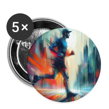 Laufender Mann 4 - Buttons groß 56 mm (5er Pack) - Weiß - Vorne