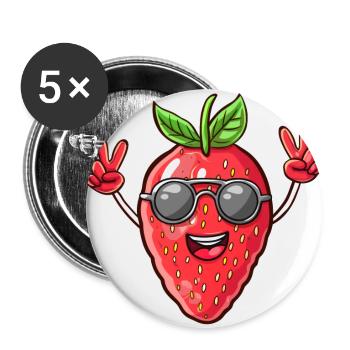 Strawberry, Sunglasses, Summer, Fruit Peace - Buttons large 2.2''/56 mm (5-pack) - white - Front