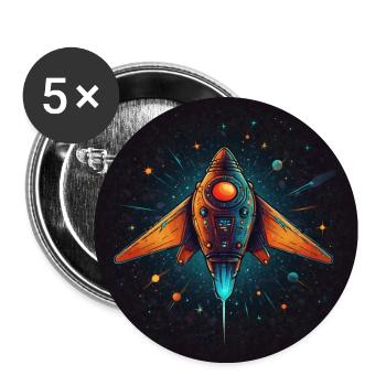 Raumschiff unterwegs im All zu fernen Planeten - Buttons groß 56 mm (5er Pack) - Weiß - Vorne