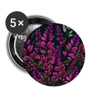 Lila Blüten - Buttons groß 56 mm (5er Pack) - Weiß - Vorne