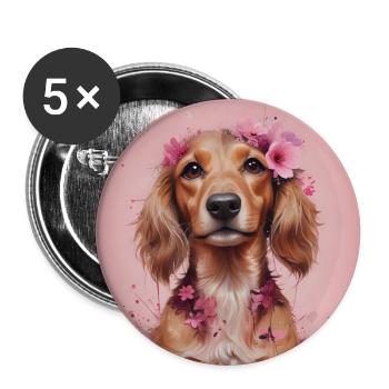 Pink Dachshund - Buttons large 2.2''/56 mm (5-pack) - white - Front