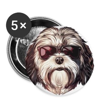 Havanese, Dog, Sunglasses, Summer - Buttons large 2.2''/56 mm (5-pack) - white - Front