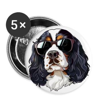 English Springer Spaniel, Dog, Sunglasses - Buttons large 2.2''/56 mm (5-pack) - white - Front