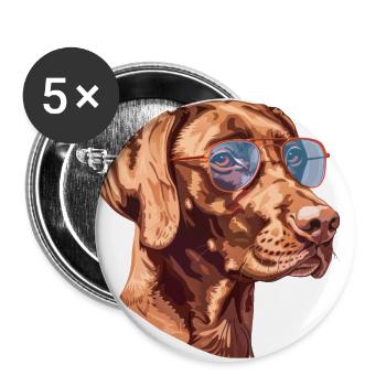 Kurzhaariger Ungarischer Vorstehhund, Vizsla - Buttons groß 56 mm (5er Pack) - Weiß - Vorne