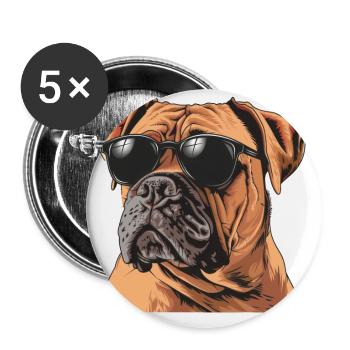 Bullmastiff, Dog, Sunglasses, Summer - Buttons large 2.2''/56 mm (5-pack) - white - Front