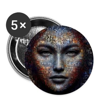 Face des nombres 2 - Lot de 5 grands badges (56 mm) - blanc - Devant