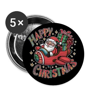 Funny Santa Claus comes with the spaceship - Buttons large 2.2''/56 mm (5-pack) - white - Front