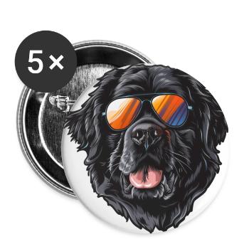 Terre-Neuve, Terre-Neuve chien, chien - Lot de 5 grands badges (56 mm) - blanc - Devant