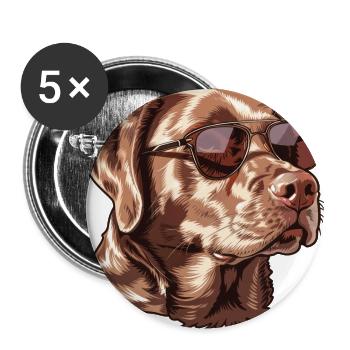 Chesapeake Bay Retriever, Hund, Sonnenbrille, Somm - Buttons groß 56 mm (5er Pack) - Weiß - Vorne
