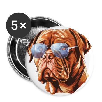 Bordeauxdogge, Dogue De Bordeaux, Hund - Buttons groß 56 mm (5er Pack) - Weiß - Vorne