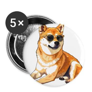 Akita, dog, sunglasses, summer, gift - Buttons large 2.2''/56 mm (5-pack) - white - Front