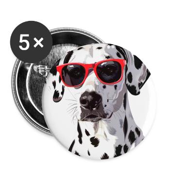 Dalmatien, chien, lunettes de soleil, été - Lot de 5 grands badges (56 mm) - blanc - Devant