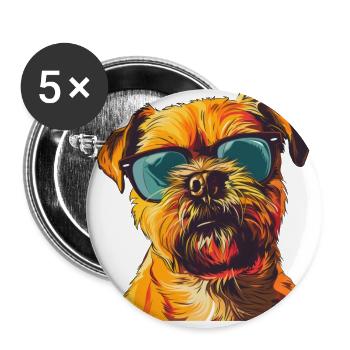 Griffon Bruxellois, Brussles Griffon, Hund - Buttons groß 56 mm (5er Pack) - Weiß - Vorne