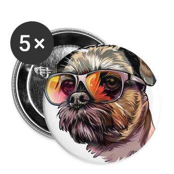 Belgian Dwarf Griffons, Brussles Griffon, Dog - Buttons large 2.2''/56 mm (5-pack) - white - Front