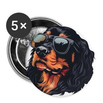 Gordon Setter, Chien, Lunettes De Soleil, Été - Lot de 5 grands badges (56 mm) - blanc - Devant