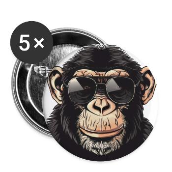 Schimpanse, affe, Sonnenbrille, Sommer, geschenk - Buttons groß 56 mm (5er Pack) - Weiß - Vorne