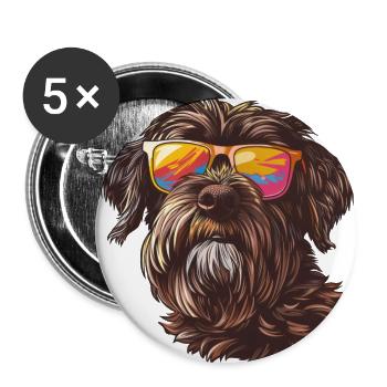 Griffon Korthals, Wirehaired Pointing Griffon - Buttons groß 56 mm (5er Pack) - Weiß - Vorne