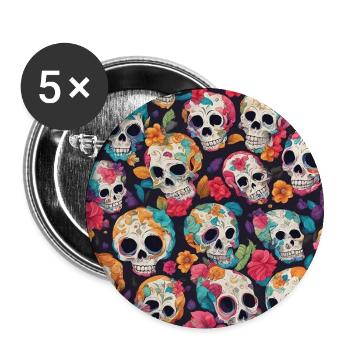 colorful skull pattern colorful skull design - Buttons large 2.2''/56 mm (5-pack) - white - Front