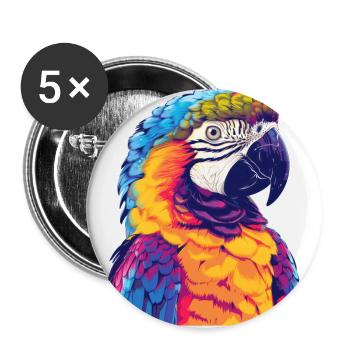 Parrot, bird, tropical, summer, gift - Buttons large 2.2''/56 mm (5-pack) - white - Front