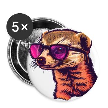 Mungo, Mangusten, Sonnenbrille, Sommer, geschenk - Buttons groß 56 mm (5er Pack) - Weiß - Vorne