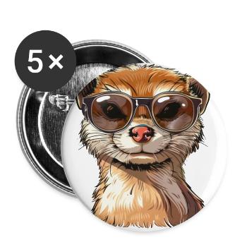 Mungo, Mangusten, Sonnenbrille, Sommer, geschenk - Buttons groß 56 mm (5er Pack) - Weiß - Vorne